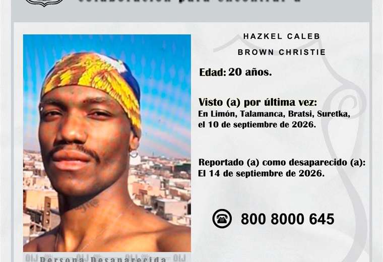 Modelo desaparecido en Costa Rica